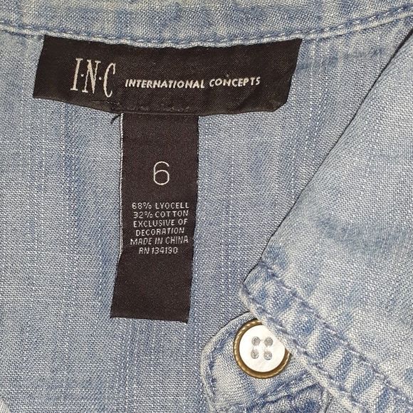 INC Sleeveless Denim Studded‎ Shirt 6 Rocker Punk - Picture 4 of 6